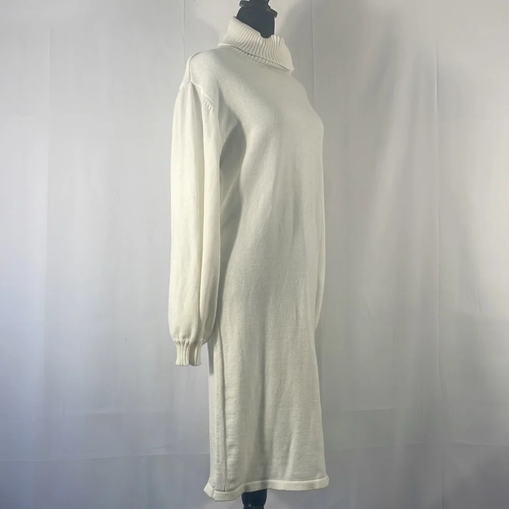 White Mid length white turtleneck sweater dress,Size XL - Picture 3 of 12